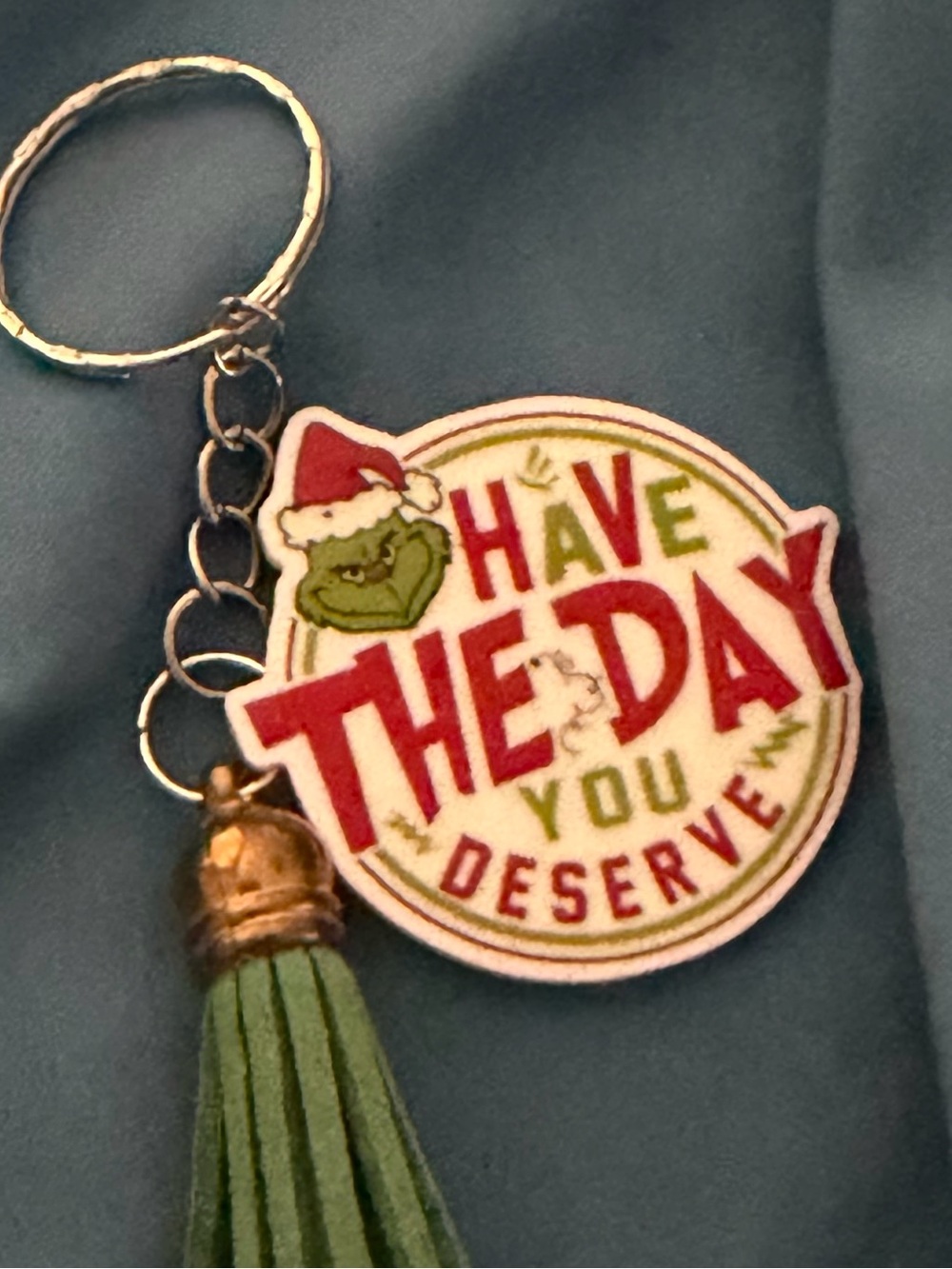 Grinch 'Have The Day You Deserve' Green Tassel Keychain